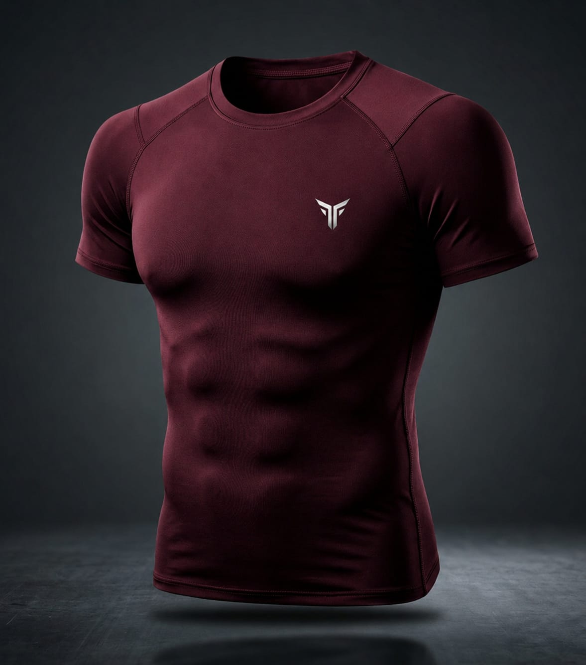 Maroon Men's Compression T-Shirt – Athletic Fit, Quick-Dry Gym & Workout Base Layer